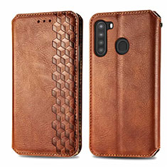 Handytasche Stand Schutzhülle Flip Leder Hülle für Samsung Galaxy A21 Braun