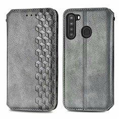 Handytasche Stand Schutzhülle Flip Leder Hülle für Samsung Galaxy A21 Grau