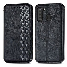 Handytasche Stand Schutzhülle Flip Leder Hülle für Samsung Galaxy A21 Schwarz