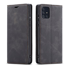 Handytasche Stand Schutzhülle Flip Leder Hülle für Samsung Galaxy A71 5G Schwarz