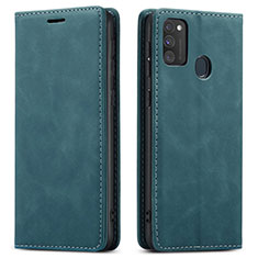 Handytasche Stand Schutzhülle Flip Leder Hülle für Samsung Galaxy M21 Blau