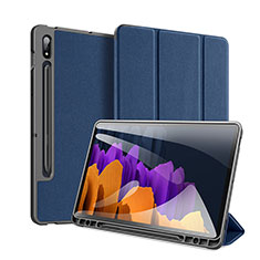 Handytasche Stand Schutzhülle Flip Leder Hülle für Samsung Galaxy Tab S7 11 Wi-Fi SM-T870 Blau