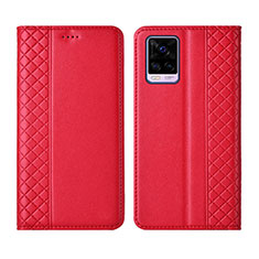 Handytasche Stand Schutzhülle Flip Leder Hülle für Vivo V20 Pro 5G Rot