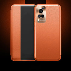 Handytasche Stand Schutzhülle Flip Leder Hülle für Vivo X60 Pro 5G Orange