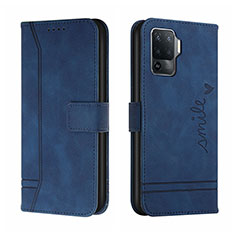 Handytasche Stand Schutzhülle Flip Leder Hülle H01X für Oppo A94 4G Blau