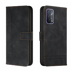 Handytasche Stand Schutzhülle Flip Leder Hülle H01X für Oppo A95 4G Schwarz