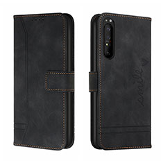 Handytasche Stand Schutzhülle Flip Leder Hülle H01X für Sony Xperia 1 III Schwarz