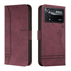 Handytasche Stand Schutzhülle Flip Leder Hülle H01X für Xiaomi Poco X4 Pro 5G Rot