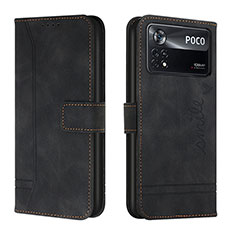 Handytasche Stand Schutzhülle Flip Leder Hülle H01X für Xiaomi Poco X4 Pro 5G Schwarz