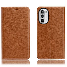 Handytasche Stand Schutzhülle Flip Leder Hülle H02P für Motorola Moto Edge (2022) 5G Hellbraun