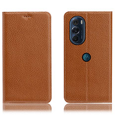 Handytasche Stand Schutzhülle Flip Leder Hülle H02P für Motorola Moto Edge 30 Pro 5G Hellbraun