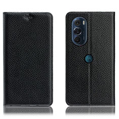 Handytasche Stand Schutzhülle Flip Leder Hülle H02P für Motorola Moto Edge Plus (2022) 5G Schwarz