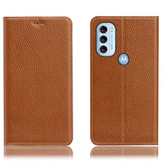 Handytasche Stand Schutzhülle Flip Leder Hülle H02P für Motorola Moto G71 5G Hellbraun