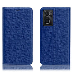 Handytasche Stand Schutzhülle Flip Leder Hülle H02P für Oppo A36 Blau