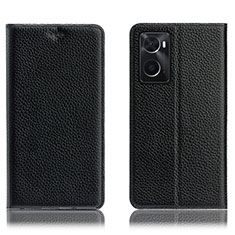 Handytasche Stand Schutzhülle Flip Leder Hülle H02P für Oppo A36 Schwarz