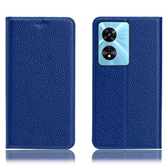 Handytasche Stand Schutzhülle Flip Leder Hülle H02P für Oppo A38 Blau