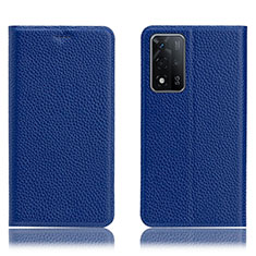 Handytasche Stand Schutzhülle Flip Leder Hülle H02P für Oppo A93s 5G Blau