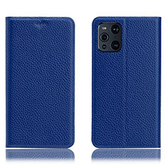 Handytasche Stand Schutzhülle Flip Leder Hülle H02P für Oppo Find X3 Pro 5G Blau