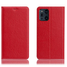 Handytasche Stand Schutzhülle Flip Leder Hülle H02P für Oppo Find X3 Pro 5G Rot