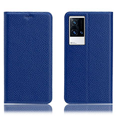 Handytasche Stand Schutzhülle Flip Leder Hülle H02P für Vivo iQOO 8 Pro 5G Blau