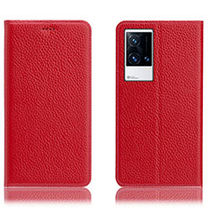 Handytasche Stand Schutzhülle Flip Leder Hülle H02P für Vivo iQOO 8 Pro 5G Rot