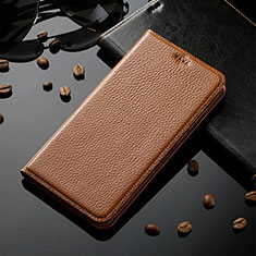 Handytasche Stand Schutzhülle Flip Leder Hülle H02P für Xiaomi Redmi Note 11 5G Hellbraun