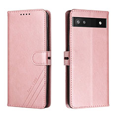 Handytasche Stand Schutzhülle Flip Leder Hülle H02X für Google Pixel 6a 5G Rosegold