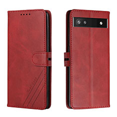 Handytasche Stand Schutzhülle Flip Leder Hülle H02X für Google Pixel 6a 5G Rot