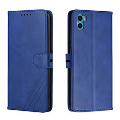 Handytasche Stand Schutzhülle Flip Leder Hülle H02X für Motorola Moto E22S Blau