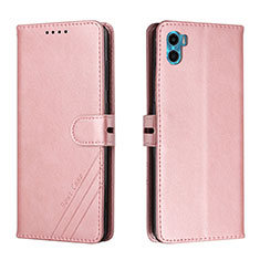 Handytasche Stand Schutzhülle Flip Leder Hülle H02X für Motorola Moto E32 India Rosegold