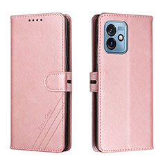 Handytasche Stand Schutzhülle Flip Leder Hülle H02X für Motorola Moto G 5G (2023) Rosegold