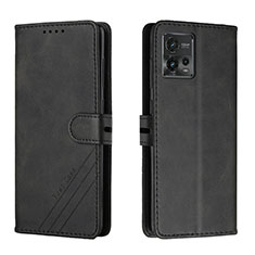 Handytasche Stand Schutzhülle Flip Leder Hülle H02X für Motorola Moto G72 Schwarz