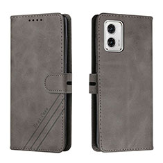 Handytasche Stand Schutzhülle Flip Leder Hülle H02X für Motorola Moto G73 5G Grau