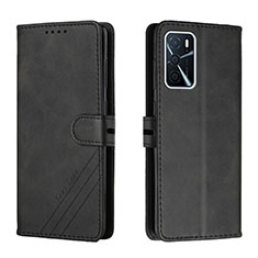 Handytasche Stand Schutzhülle Flip Leder Hülle H02X für Oppo A53s 5G Schwarz