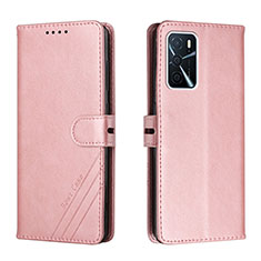 Handytasche Stand Schutzhülle Flip Leder Hülle H02X für Oppo A55 5G Rosegold