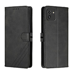 Handytasche Stand Schutzhülle Flip Leder Hülle H02X für Samsung Galaxy A03 Schwarz