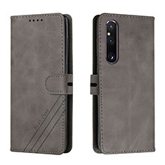 Handytasche Stand Schutzhülle Flip Leder Hülle H02X für Sony Xperia 1 V Grau