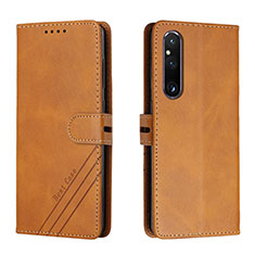 Handytasche Stand Schutzhülle Flip Leder Hülle H02X für Sony Xperia 1 V Hellbraun