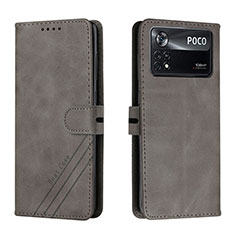 Handytasche Stand Schutzhülle Flip Leder Hülle H02X für Xiaomi Poco X4 Pro 5G Grau