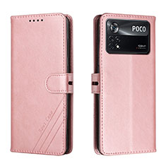 Handytasche Stand Schutzhülle Flip Leder Hülle H02X für Xiaomi Poco X4 Pro 5G Rosegold