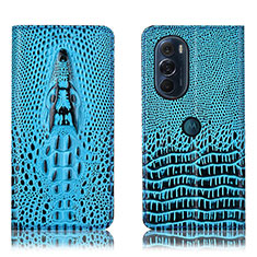 Handytasche Stand Schutzhülle Flip Leder Hülle H03P für Motorola Moto Edge X30 5G Hellblau