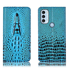 Handytasche Stand Schutzhülle Flip Leder Hülle H03P für Motorola Moto G71 5G Hellblau