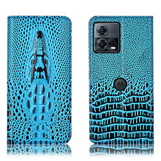 Handytasche Stand Schutzhülle Flip Leder Hülle H03P für Motorola Moto S30 Pro 5G Hellblau