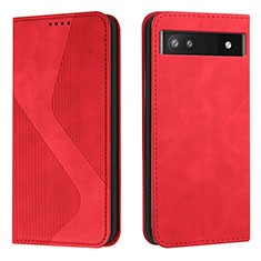 Handytasche Stand Schutzhülle Flip Leder Hülle H03X für Google Pixel 6a 5G Rot