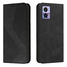 Handytasche Stand Schutzhülle Flip Leder Hülle H03X für Motorola Moto Edge 30 Lite 5G Schwarz