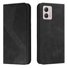 Handytasche Stand Schutzhülle Flip Leder Hülle H03X für Motorola Moto G53y 5G Schwarz