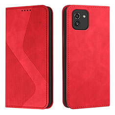 Handytasche Stand Schutzhülle Flip Leder Hülle H03X für Samsung Galaxy A03 Rot