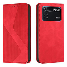 Handytasche Stand Schutzhülle Flip Leder Hülle H03X für Xiaomi Poco M4 Pro 4G Rot