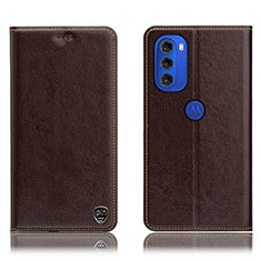 Handytasche Stand Schutzhülle Flip Leder Hülle H04P für Motorola Moto G51 5G Braun