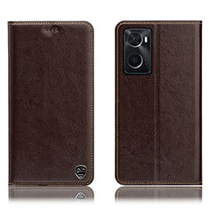 Handytasche Stand Schutzhülle Flip Leder Hülle H04P für Oppo A76 Braun